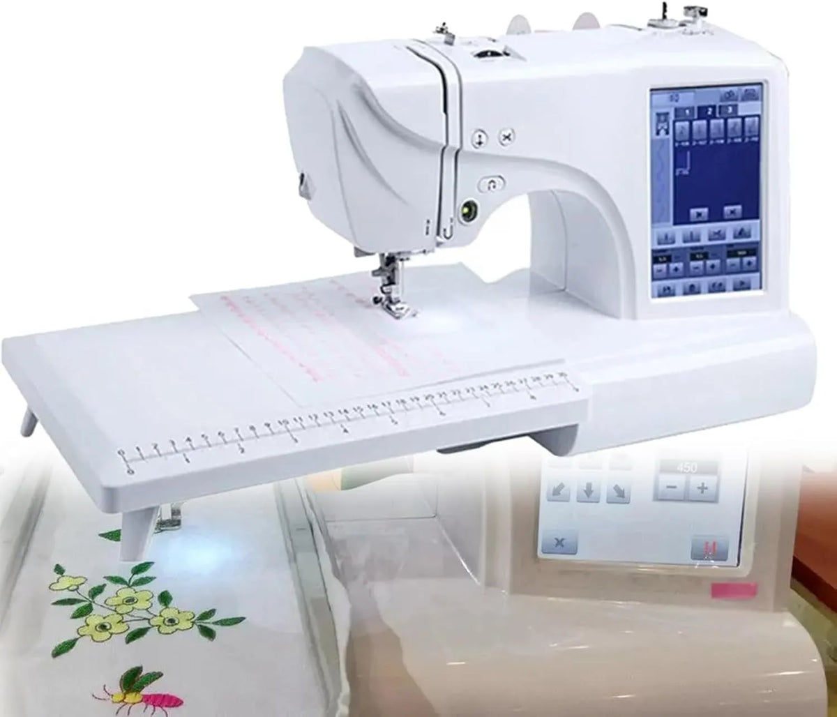 Stickmaschine, Stickautomat, 10,2 x 23,9 cm, Touch-Bedienung, LCD-Display, für Heimhandwerk und Textilprojekte