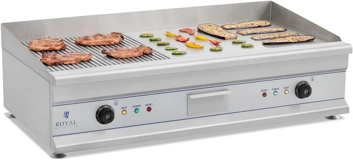 RCG 100G Elektrogrill, Gastrogrill, Tischgrill, elektrischer Tischgrill, 100 x 40 x 28 cm, 3200 W, 100 G, Gastronomie, Edelstahl, Royal