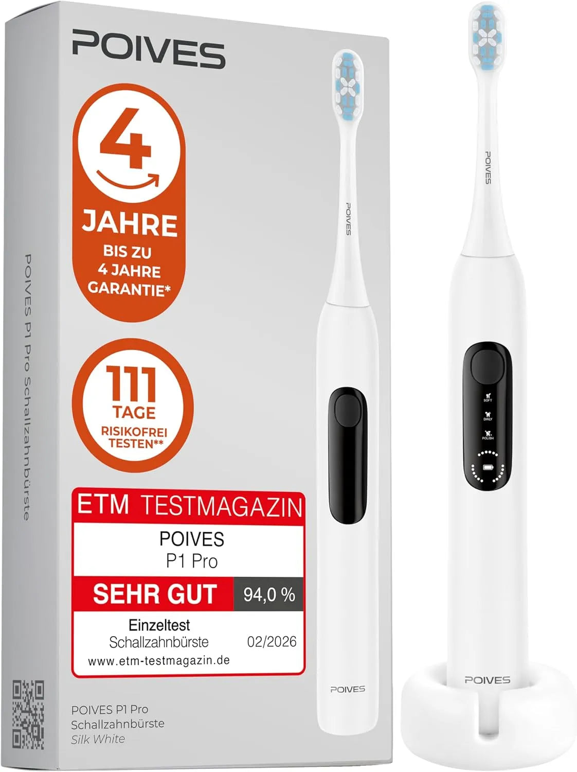 Schallzahnbürste, Drucksensor, Elektrozahnbürste, Weiß