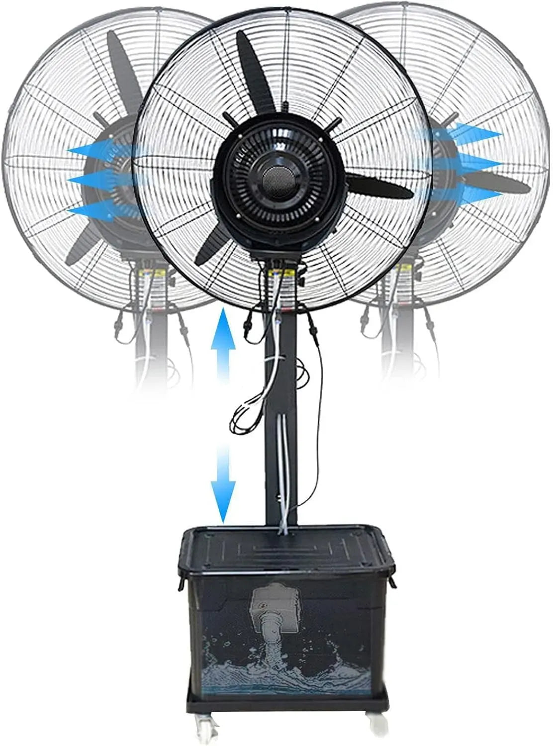 Ventilator, tragbar, Oszillation, großer Wassertank, 90°-Oszillation