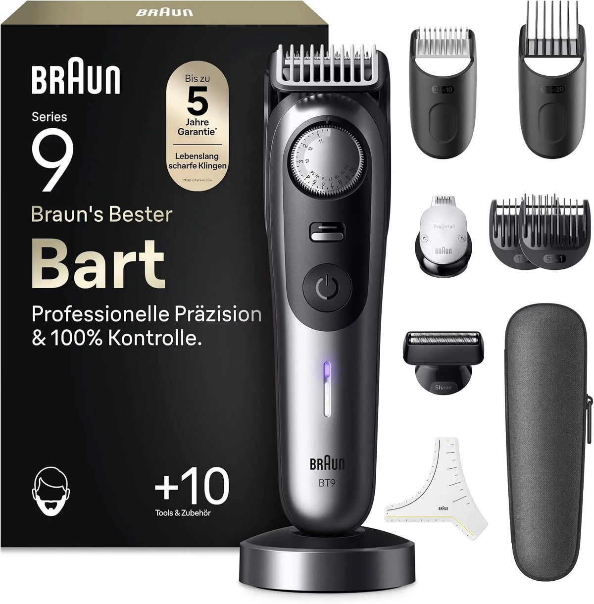 Braun Series 9 BT9545 Bartschneider, Rasierer, Akku, 52 L, IP65, kabellos