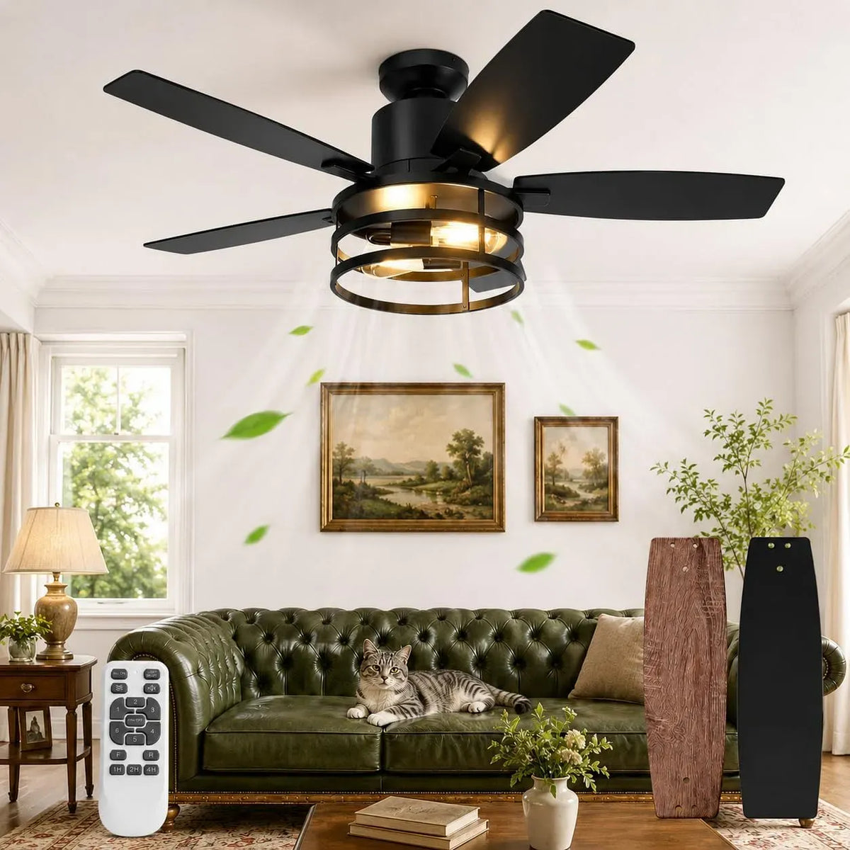 Ventilator 2700K, 132cm, Timer, Wohnzimmergestaltung, leise, 6 Geschwindigkeiten DC Motor Umkehrbar, Fernbedienung Timer