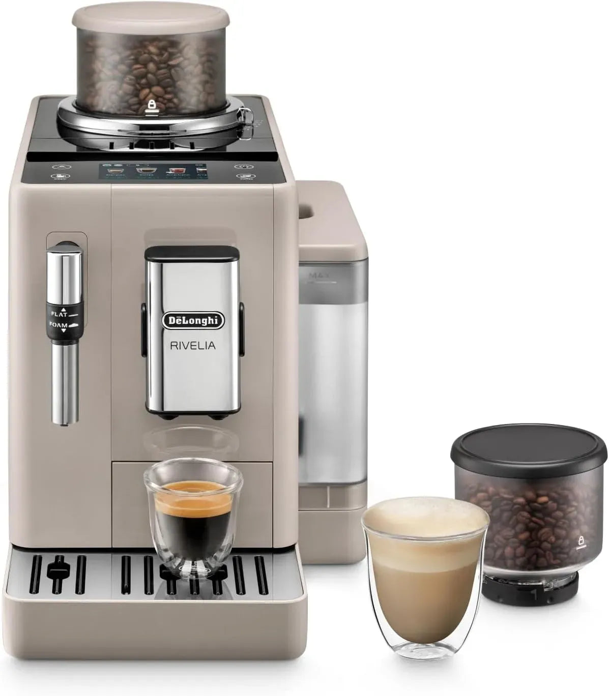 De'Longhi EXAM440.35.BG Kaffeevollautomat, Touch-Bedienung, 3,5' Touch-Display, Wechselbarer Bohnenbehälter, 8 Kaffeegetränke auf Knopfdruck