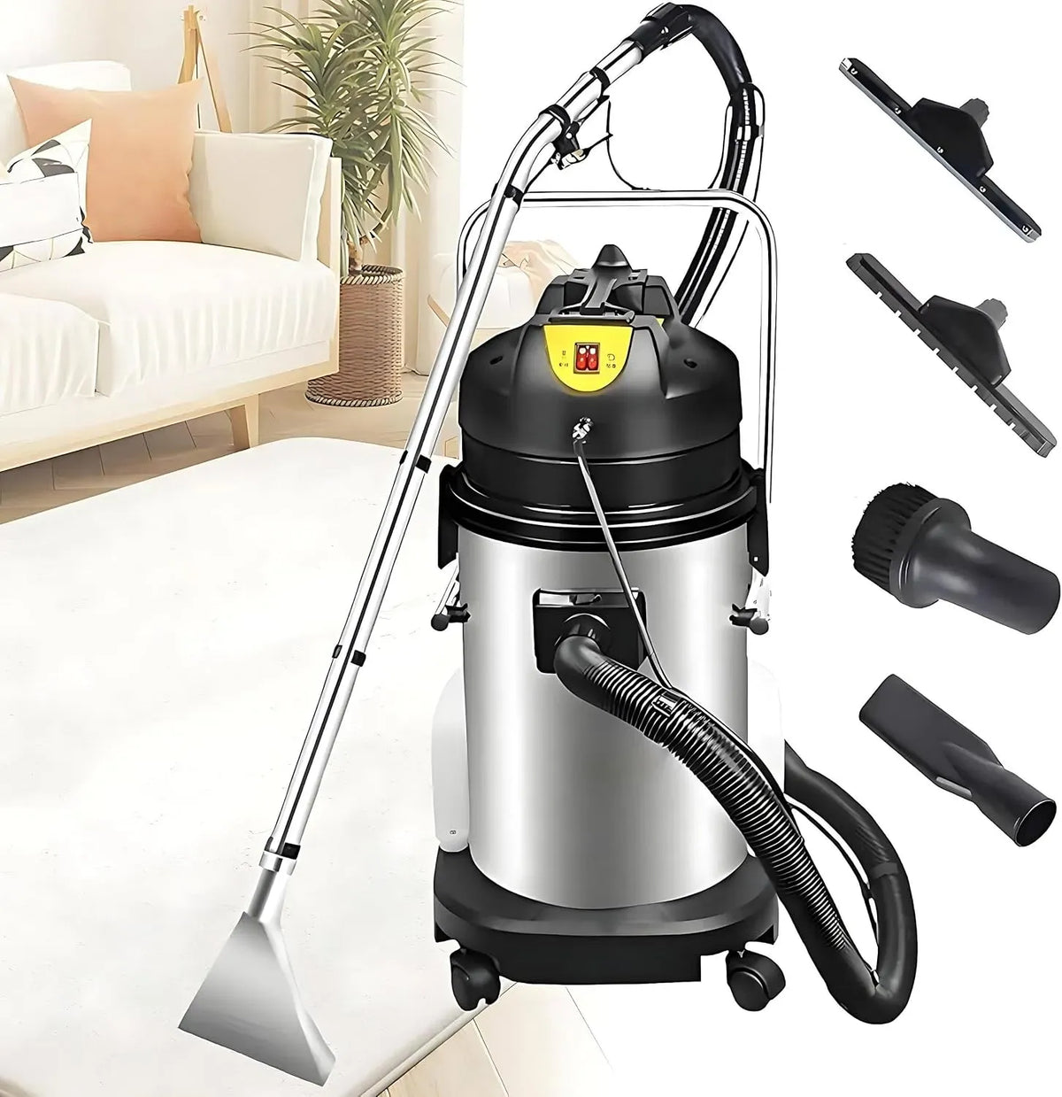 3-in-1 Nass-Trocken-Sauger, Tiefenreiniger, Waschsauger, Teppich- und Polsterreiniger, 40 L, 1034 W, Dampf, für Teppiche, Teppichreinigungsmaschine
