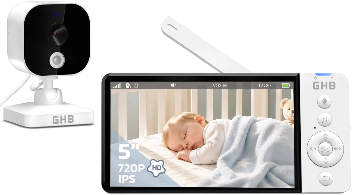 720P Max.168h Babyphone, Kamera, Babyüberwachungsgerät, IPS-Panel, 2 Temperaturzonen, kabellos, GHB