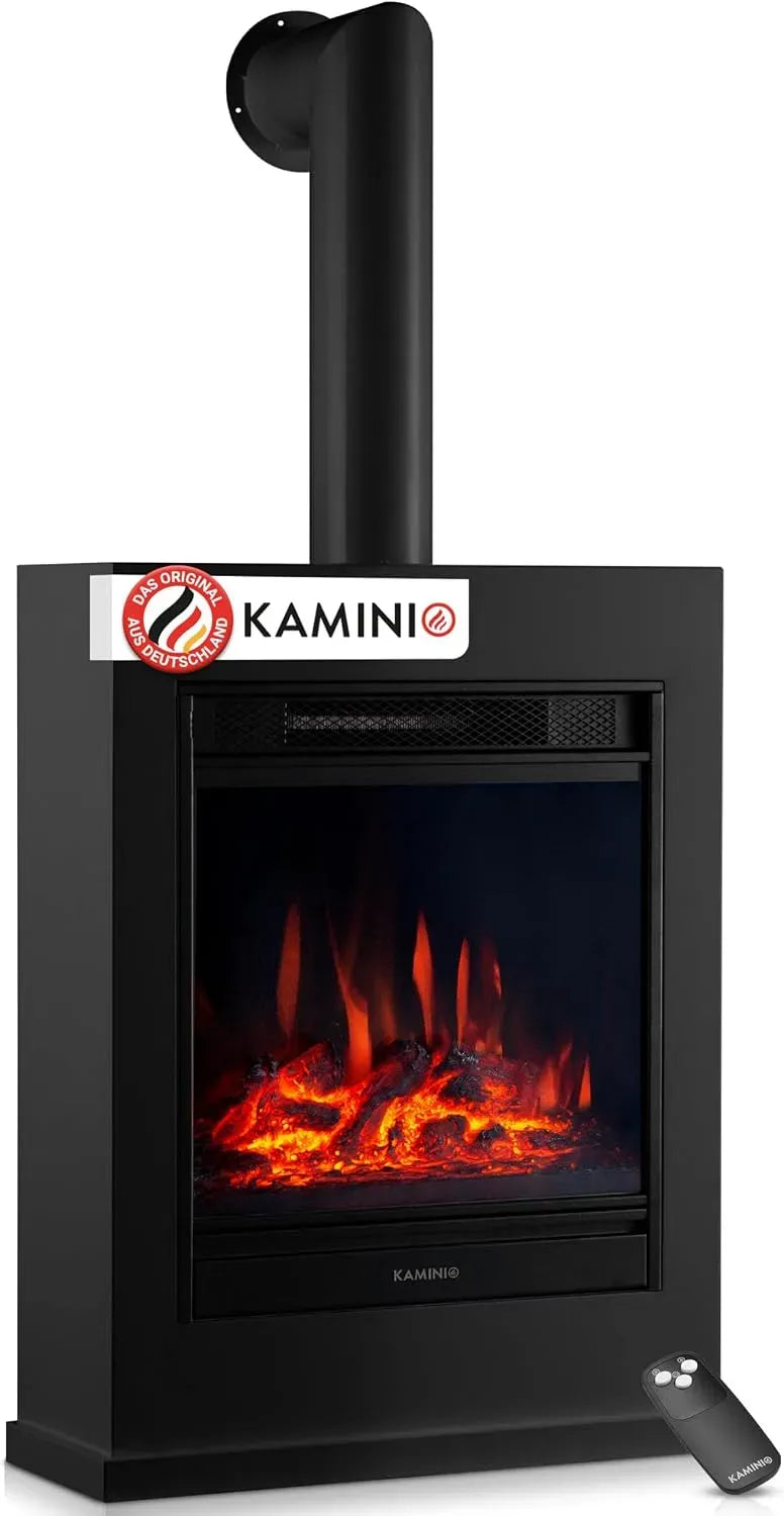 3D-Flammeneffekt Elektrokamin, Standkamin, Heizung, elektrischer Kamin, 3D-Optik, Wärmefunktion, Schwarz, KAMINIO