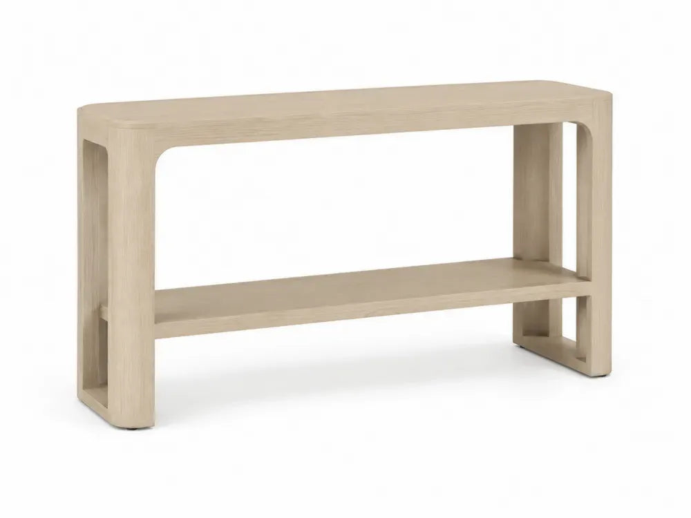 Konsolentisch mit unterer Ablage rechteckig abgerundet MDF Eichenfurnier Naturfarben 120 x 35 x 80 cm