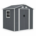 Gartenschuppen Gerätehaus rechteckig verzinkter Stahl Anthrazit Weiß mit Satteldach Fenster und Doppeltür 213 x 191 x 198 cm