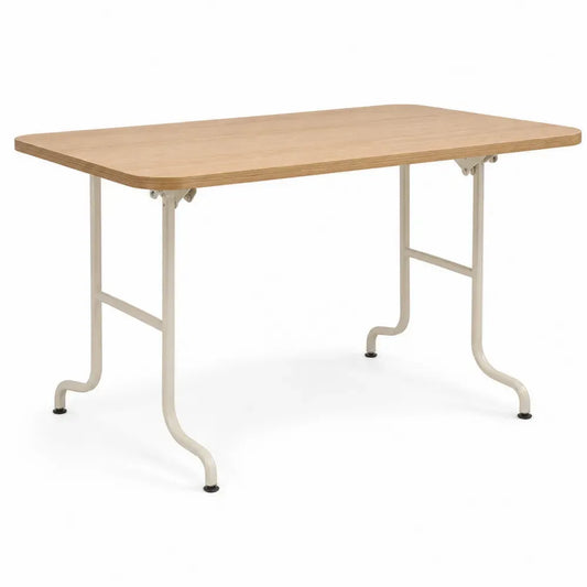 Klapptisch Mehrzwecktisch 120 x 70 x 74 cm MDF Eiche-Dekor Stahlrohr abgerundet rechteckig Natur Eiche Creme