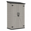 Gartengeräteschrank mit Doppeltür und Pultdach rechteckig PP Hellgrau Schwarz 130 x 75 x 173 cm