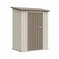 Gartenschuppen Gerätehaus mit Einzeltür und Pultdach rechteckig verzinkter Stahl Beige Taupe 132 x 89 x 186 cm