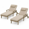 Gartenliegen 2er Set mit Armlehnen Rollen verstellbarer Rückenlehne Aluminium Polyesterpolster beige taupe 195 x 70 x 98 cm
