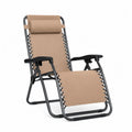 Gartenstuhl Relaxliege klappbar verstellbar mit Kopfkissen rechteckig Stahl PVC-beschichtetes Polyester Beige Anthrazit Schwarz 165 x 65 x 110 cm
