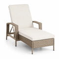 Gartenliege Sonnenliege mit Armlehnen verstellbar rechteckig PE-Rattan Stahl Polyester Beige Cremeweiß Schwarz 198 x 75 x 95 cm