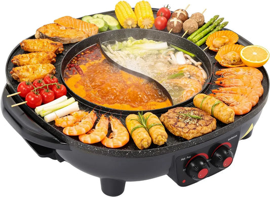 Elektrogrill, Topf, elektrischer Multikocher mit Grill, 2000 W, 220 V