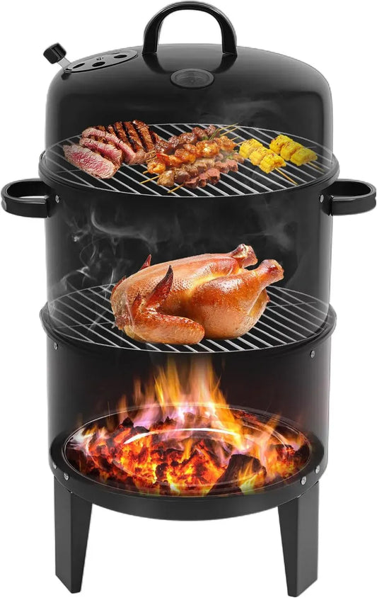 Holzkohlegrill, Räuchergrill, Räucherofen, Thermometer, Camping, für Camping Kochen