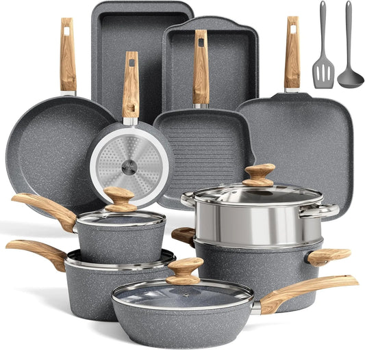 Kochgeschirr, Kitchen 17-teilige, Antihaftbeschichtung, induktionsgeeignet, PFOA und PFOS-frei