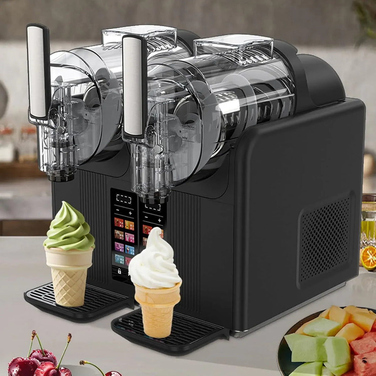 Slush-EIS-Maschine, Softeisgerät, Slush-Eisbereiter, Kindersicherung, Schwarz, für Zuhause