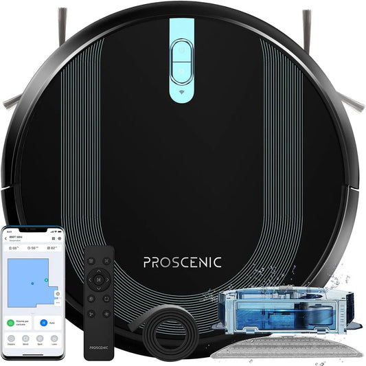 Google 850T Saugroboter, WLAN, App, Google Assistant, Alexa und Siri, Schwarz, 3000Pa Saugleistung auf Teppichen und Hartböden