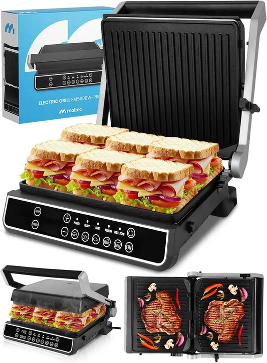 SM5000W-PRO Sandwichmaker, Kontaktgrill, Elektrogrill, Kontaktgrill und Paninigrill, 2500 W, 5 Programme