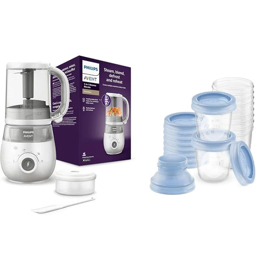 Philips AVENT 4 4-in-1 Geschirrspüler, Spülmaschine, IPS-Panel, Dampf, Set aus -in-1 Dampfgarer mit Mixer Premium, Modell SCF618/10