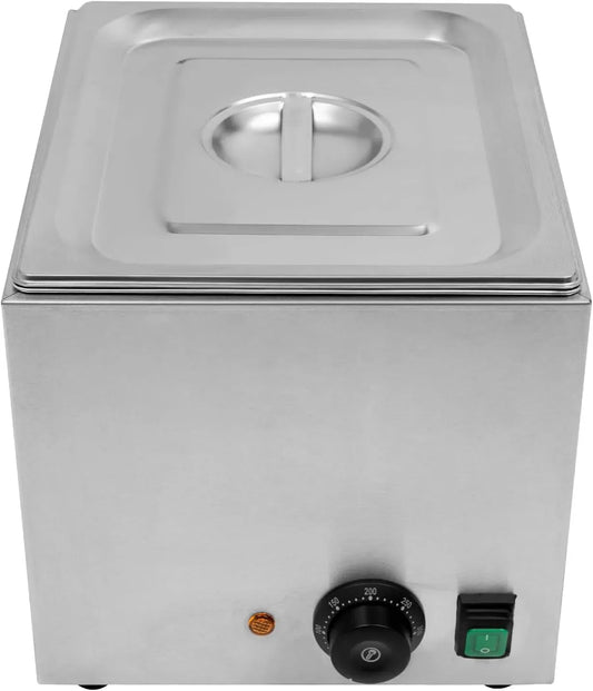 Edelstahl-Würstchenwärmer, Würstchenkocher, Wurstwärmer, Wurstkocher, 39x30x27cm, 10 L, 1300 W, 50 bis 300 °C, Dampf, Wärmefunktion, für Snackbars
