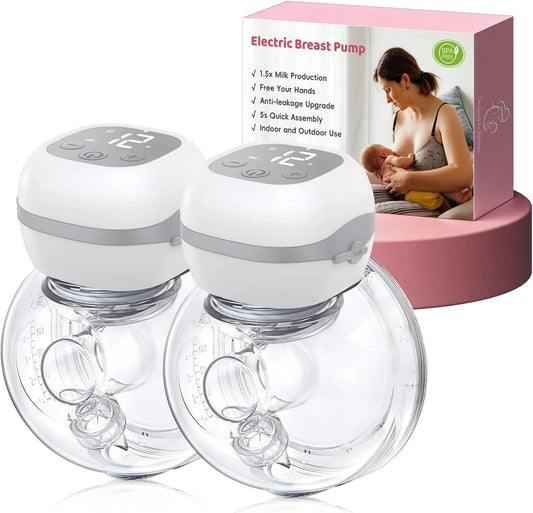Milchpumpe, 40 dB, elektrische Stillpumpe, tragbar, leise, Grau, 201g BPA-frei, 3 Modi und 12 Stufen, 2 Pack Grau