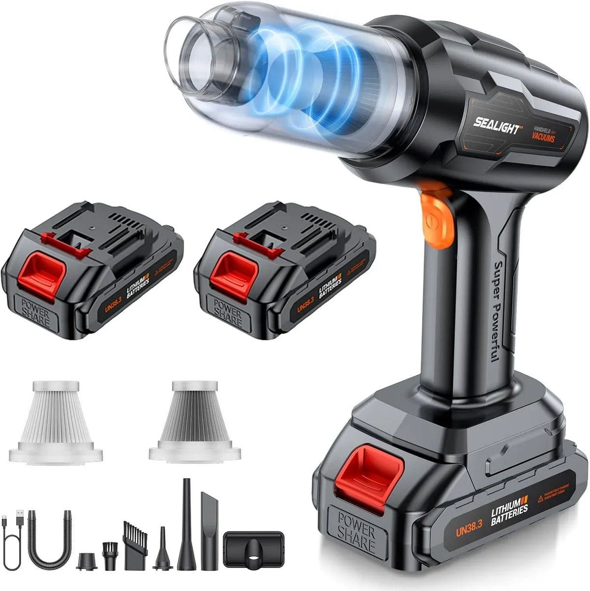 Staubsauger, SEALIGHT 9-in-1, 2 Wiederaufladbare Batterien