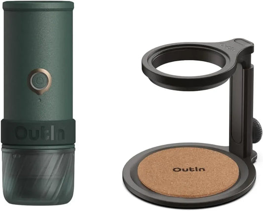 Espressomaschine, tragbar, Kaffeemaschine für Espresso, OutIn Mino Tragbare Elektrische Espressomaschine Abnehmbarer Kaffeehalter im Set