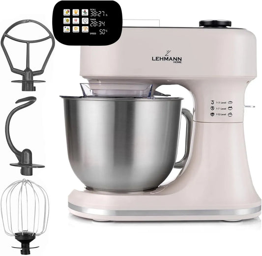 Küchenmaschine, LEHMANN, Touch-Bedienung, Timer, integrierte Waage & Timer, 12 Geschwindigkeiten, Gärfunktion bis 45 °C, Touch-Display