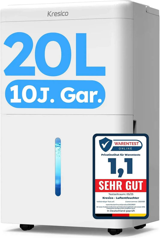 Luftentfeuchter 20L/24h R290, 39 dB, Timer, 150m³/50m², 10 J