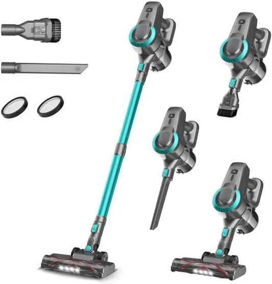 Staubsauger, Akku 30000Pa/55Min, elektrisches Staubsauggerät, Anti-Tangle-Bürste und Selbststehend