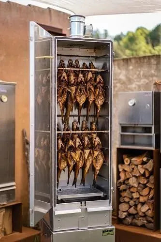 Räucherschrank, Räucherofen, Thermometer, 120x39x33cm, Edelstahl, Stand- und Wandmontage, für Fisch & Fleisch, SMOKI