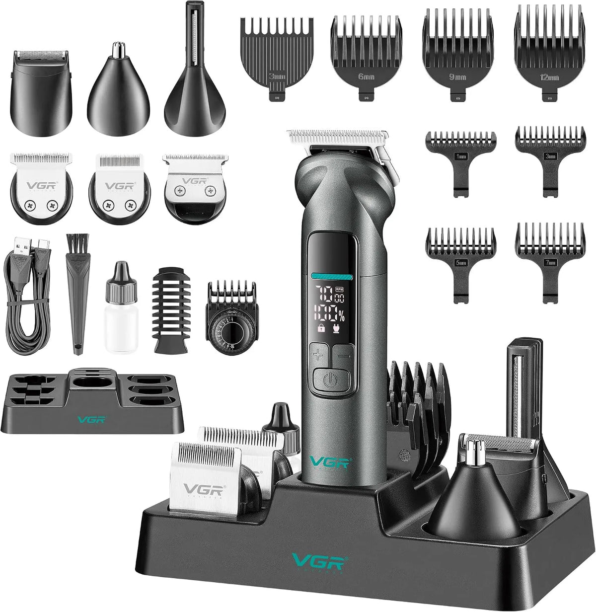 IPX7 Haarschneidemaschine, Folienrasierer, Bartschneider, IP65, USB, kabellos, für Männer, VGR