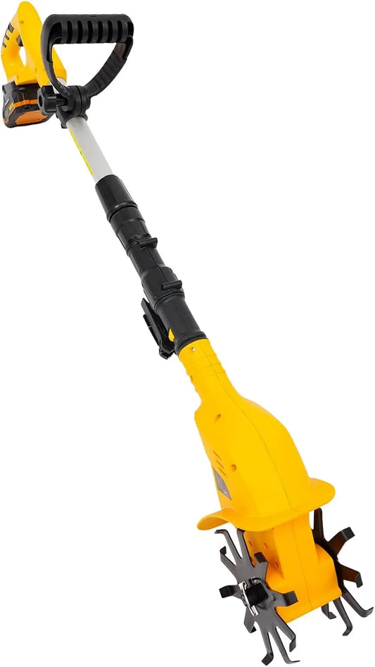 97-117cm-Verstellbar-Teleskopstiel 15cm-Stahl-Hackmesser cm-Stahl-Hackmesser, Sicherheitsschalter, Gartenfräse, Batterie, Akku, Ladegerät, 20 V