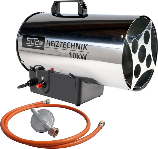 GGH 10 300mbar Piezozündung, Brenner und Gehäuse aus hochwertigem Edelstahl, Güde Gasheizgebläse GGH 10 INOX, 220-240 V, 10000 W Heizleistung, 1,5 m