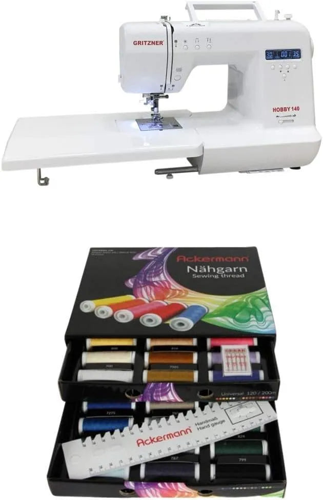 36x 200m Freiarm-Nähmaschine, Anschiebetisch, elektrische Nähmaschine, 200 m, Schwarz, GRITZNER