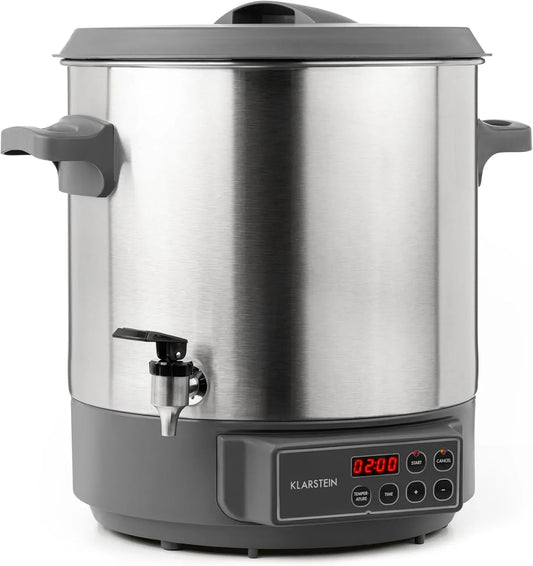 Klarstein Kochgeschirr, 27 L, 1800 W, 30 bis 100 °C, Timer, Warmhaltefunktion, Edelstahl, Edelstahl gebürstet
