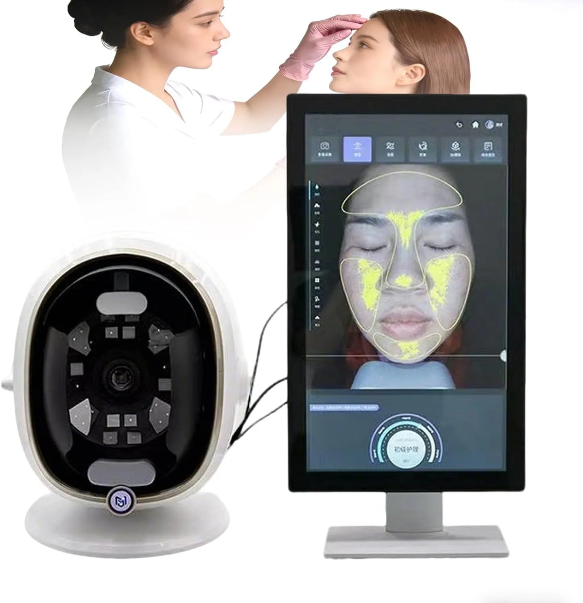 White-21.5inch Mehrsprachige automatische Gesichtserkennung für gesunde Hautpflege, Intelligentes 3D- mit KI-Unterstützung, 13,3/21,5 Zoll