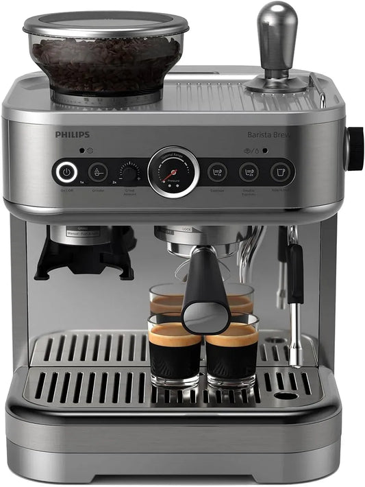 Philips Espressomaschine, IPS-Panel, Silber, Kaffeemaschine für Espresso, Espressomaschine Barista Brew