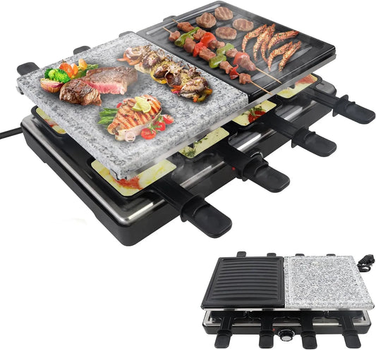 Grill, elektrischer Tischgrill, 1400 W, Outdoor, Antihaftbeschichtung, Holz, für Indoor & Outdoor 1400W