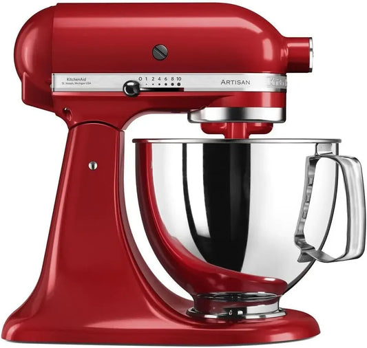 KitchenAid Küchenmaschine, 4.8 L, Edelstahl, Rot, Teigknetmaschine mit 3 Zubehör und Schüssel aus Edelstahl, Kippbarem Food Processor