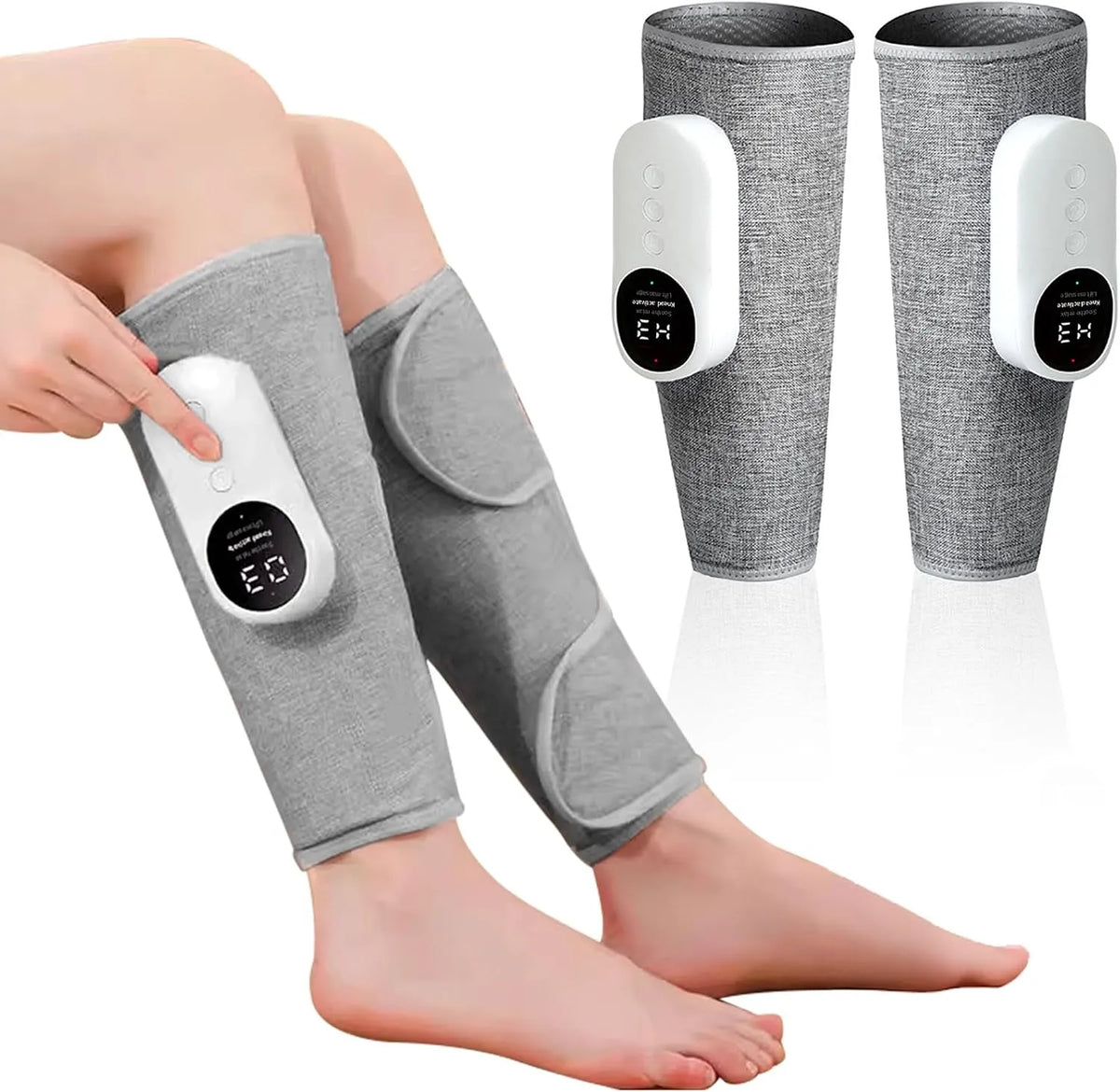 Luft-Bein-Massagegerät-Maschine, Wadenmassagegerät, Beinmassagegerät, Fußmassagegerät, Heizung, 2 Stück, 3 Modi, Wärmefunktion, kabellos