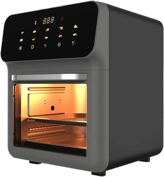 Heißluftfritteuse, 0 bis 200 °C, Pizza, elektrische Fritteuse ohne Öl, Air Fryer Toaster Ofen Kombi 2 Einschübe