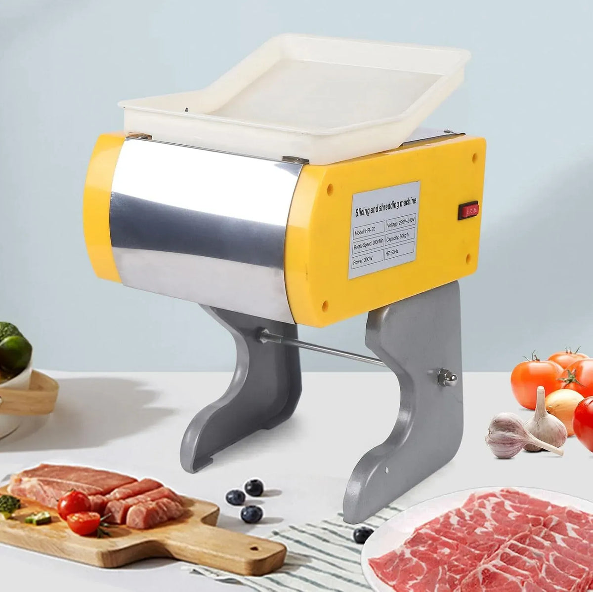 50kg/h Fleischschneidemaschine, Aufschnittmaschine, Fleischschneider, Allesschneider, Schneidemaschine für Lebensmittel, 300 W, 50 kg