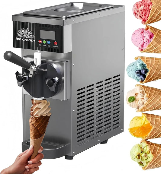 Softeismaschine, Speiseeismaschine, 450 W, 5 Kg, LCD-Display, Silber, für Zuhause