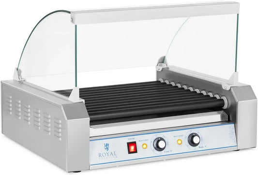 Hot Dog Maker, Grill, 20 W, 2.200 W, Transportrollen, Gastronomie, Antihaftbeschichtung, Edelstahl, Wärmefunktion, Silber, für 20 Würstchen