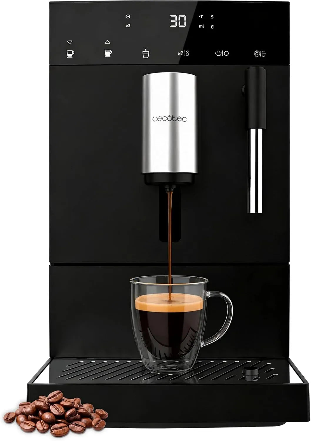 Cecotec Milchaufschäumer, 1,1 L, Milchschäumer, 19 Bar Pumpendruck, 120 g Bohnenbehälter, 1,1 L Tank