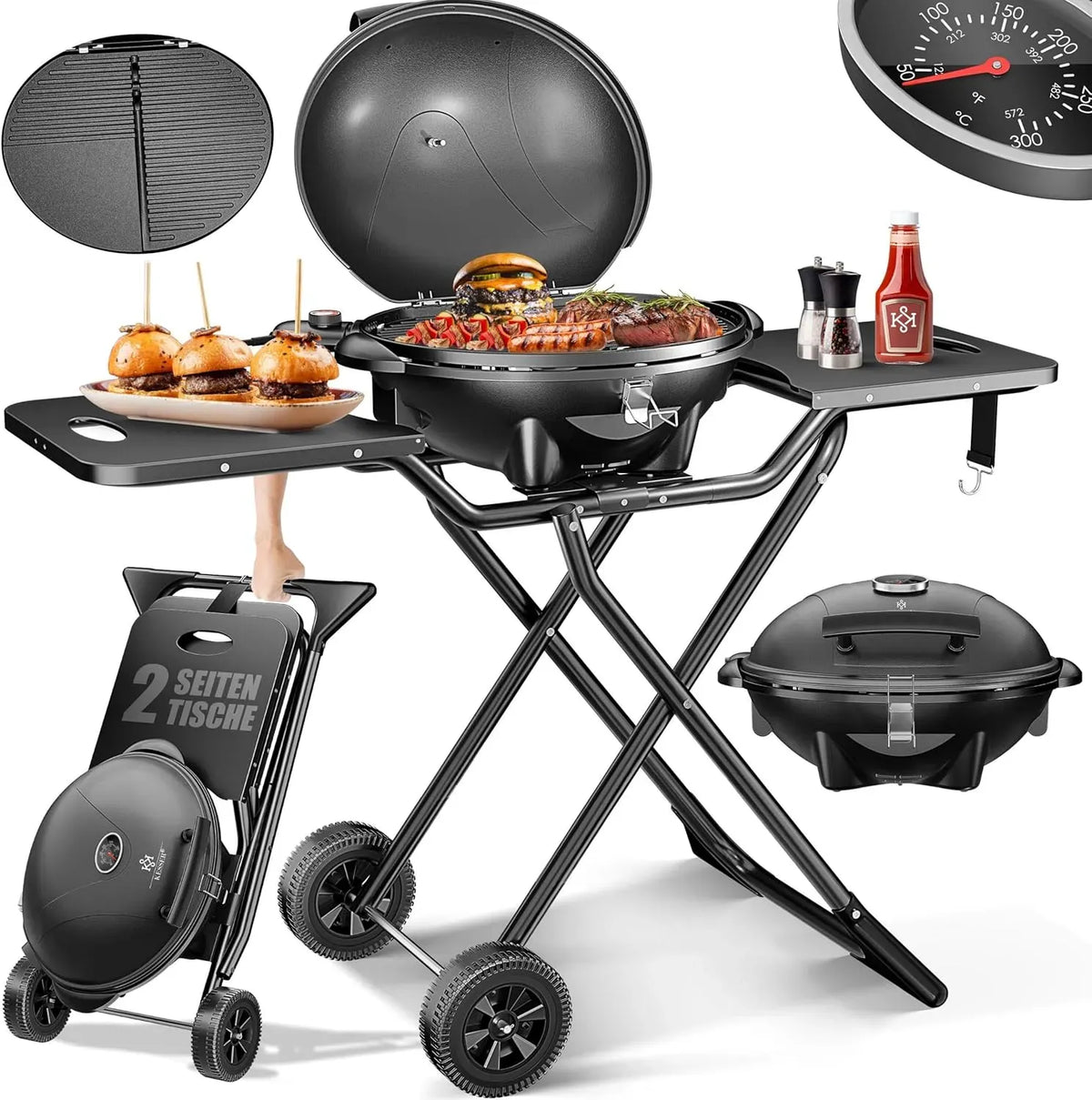 2in1 Elektrogrill, Tischgrill, Standgrill, elektrischer Tischgrill