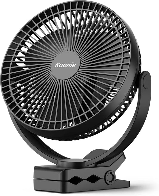 Ventilator 10000mAh, 20cm, tragbar, USB, Schwarz